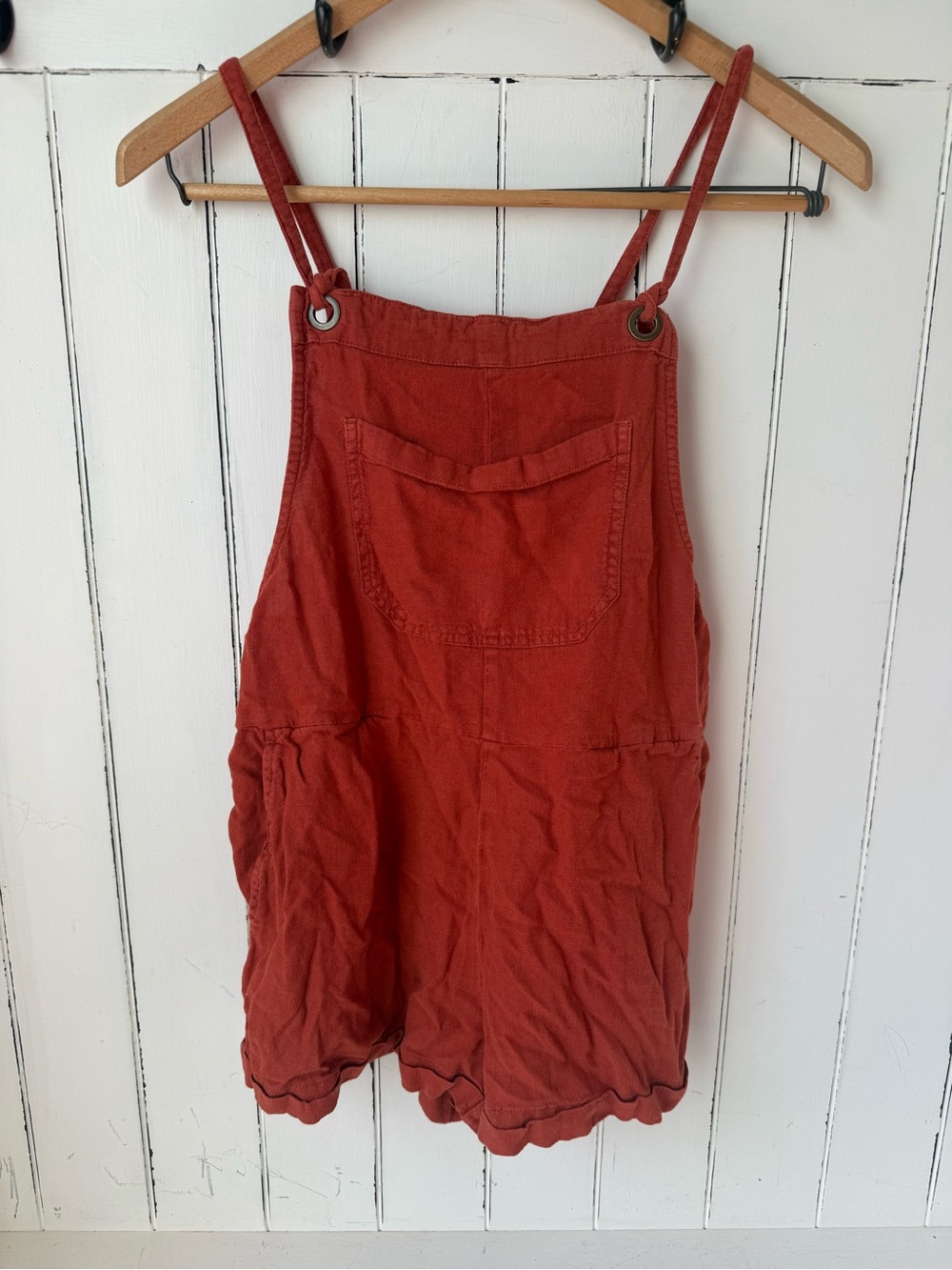Arizona Jean Co Terracotta Burnt Orange Linen Blend Shortalls Overalls